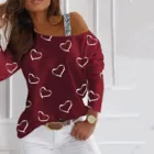 Женская Свободная блузка в стиле Харадзюку, яркая шелковая рубашка с длинным рукавом и принтом Love, Элегантная блузка свободного покроя