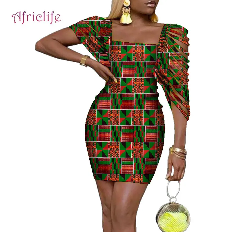 

Sexy Dresses Bazin Riche Lady Clothes Traditional Newest African Clothing Dashiki African Wax Print Dress for Women WY4317