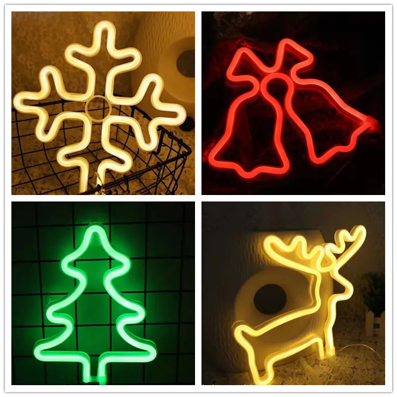 

Snow Elk Christmas tree Sign Led Neon Light Holiday Xmas Party Wedding Decorations Kids Room Night Lamp Home Wall Decor