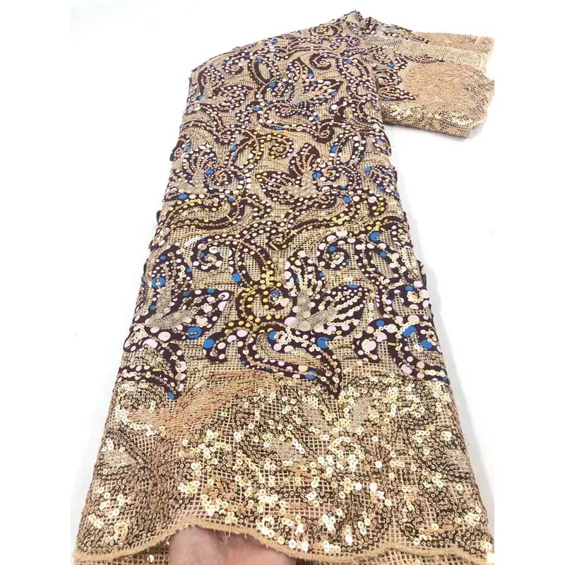 

Африканская Кружевная Ткань 5 ярдов Новый Стиль Швейцарский блестки аксессуары Полный Алмазная вышивка в нигерийском стиле кружевные стру...