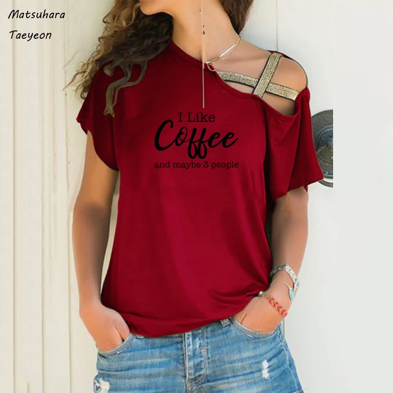 

Plus Size T-shirt I Like Coffee and 3 People Printed Cotton Funny Coffee Lover Wome T Shirt Coffee Tee Gift for Friend Tops