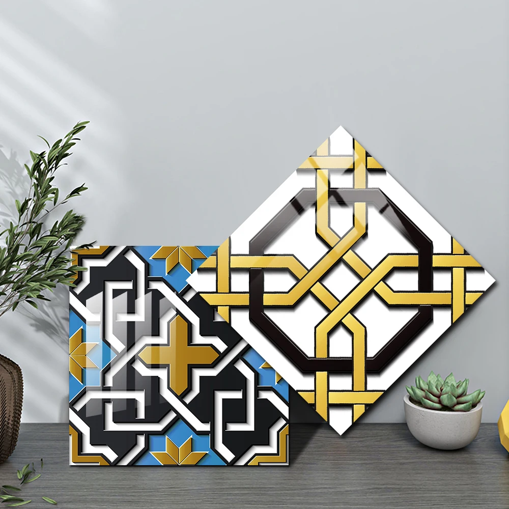 

10pcs Chinese 3D Pattern Crystal Hard Film Tile Sticker Room Wall Floor Desktop Steps Decor Self Adhesive Waterproof Wall Decals
