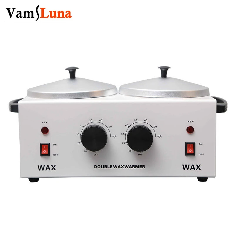 Electric Double Wax Warmer Wax Heater Dual Paraffin Hot Hair Removal Tool Facial Skin SPA Equipment for Home Salon Beauty