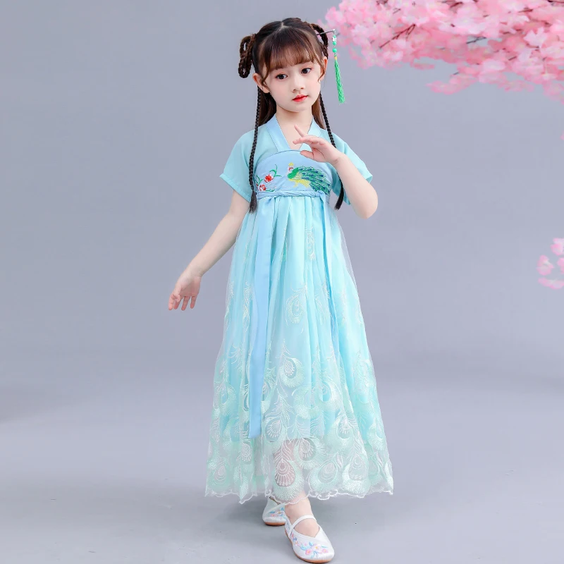 

Hanfu Style Costume Super Fairy Elegant Skirt Child Princess Performance Dress Baby Western Style Costume Chinese Girl Polyester