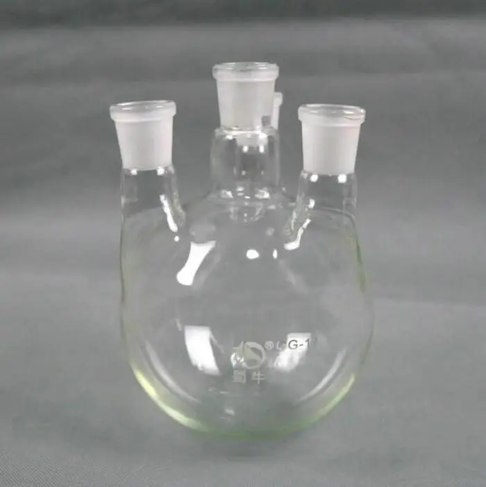 100 мл четыре прямых шеи круглая фляжка из боросиликатного стекла лабораторная