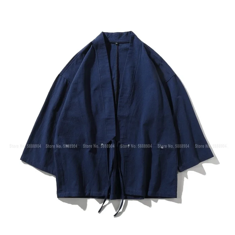 Китайский стиль Hanfu Топы Zen чайные халаты модные японские Самурайские кимоно мужское платье Harajuku Haori