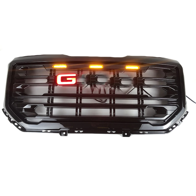 

ABS Black Front Racing Grille Fit For GMC Sierra 1500 2007-2013 Front Upper Grill Gloss Black Grille Led