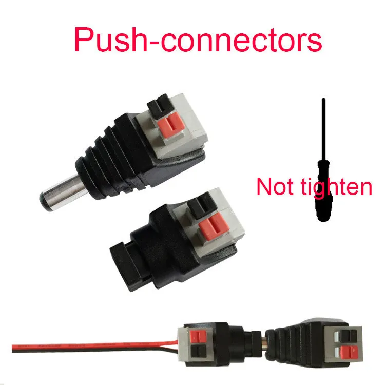 

50pcs 5.5*2.1mm Male Female DC Connector to Power Adapter For 5050 3528 Single Color Led strip Pressed Connected No Screws
