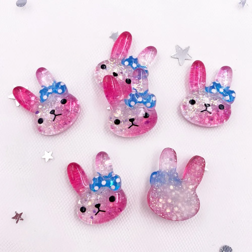 Блестящие смолы Kawaii Красочные Хрустальный кролик кабошоны для скрапбукинга DIY