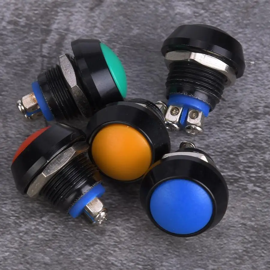 5 шт. Мгновенный Переключатель кнопочный переключатель сброса металла IP65 12 мм