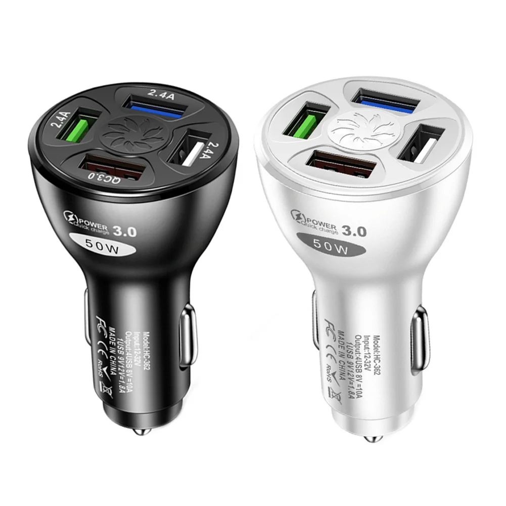 

Автомобильное зарядное устройство USB QC3.0, 12-32 В, 4 порта, 50 Вт, 7 а