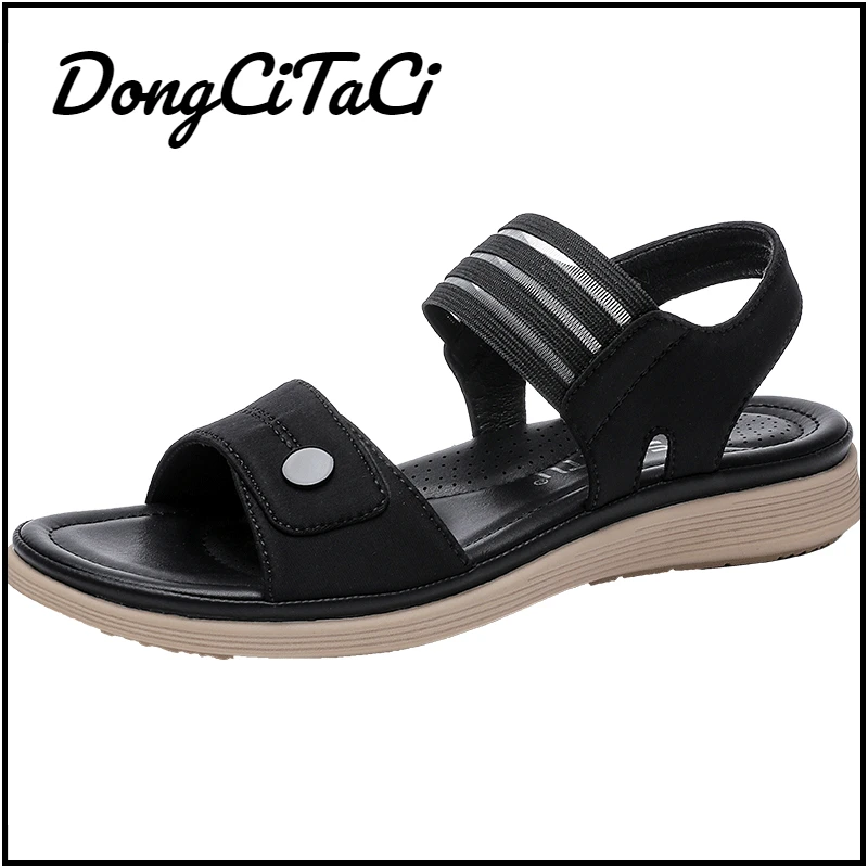 

DongCiTaCi Women's Sandals Casual Flat Sandals Shoes For Women Summer Beach Sandales Buckle Soft Comfortable Mesh Sandals 36-42