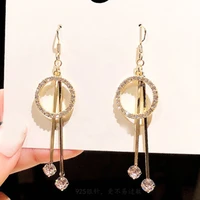 korean fashion personality temperament crystal tassel earrings rhinestone drop shiny water drop crystal pendant earrings jewelry