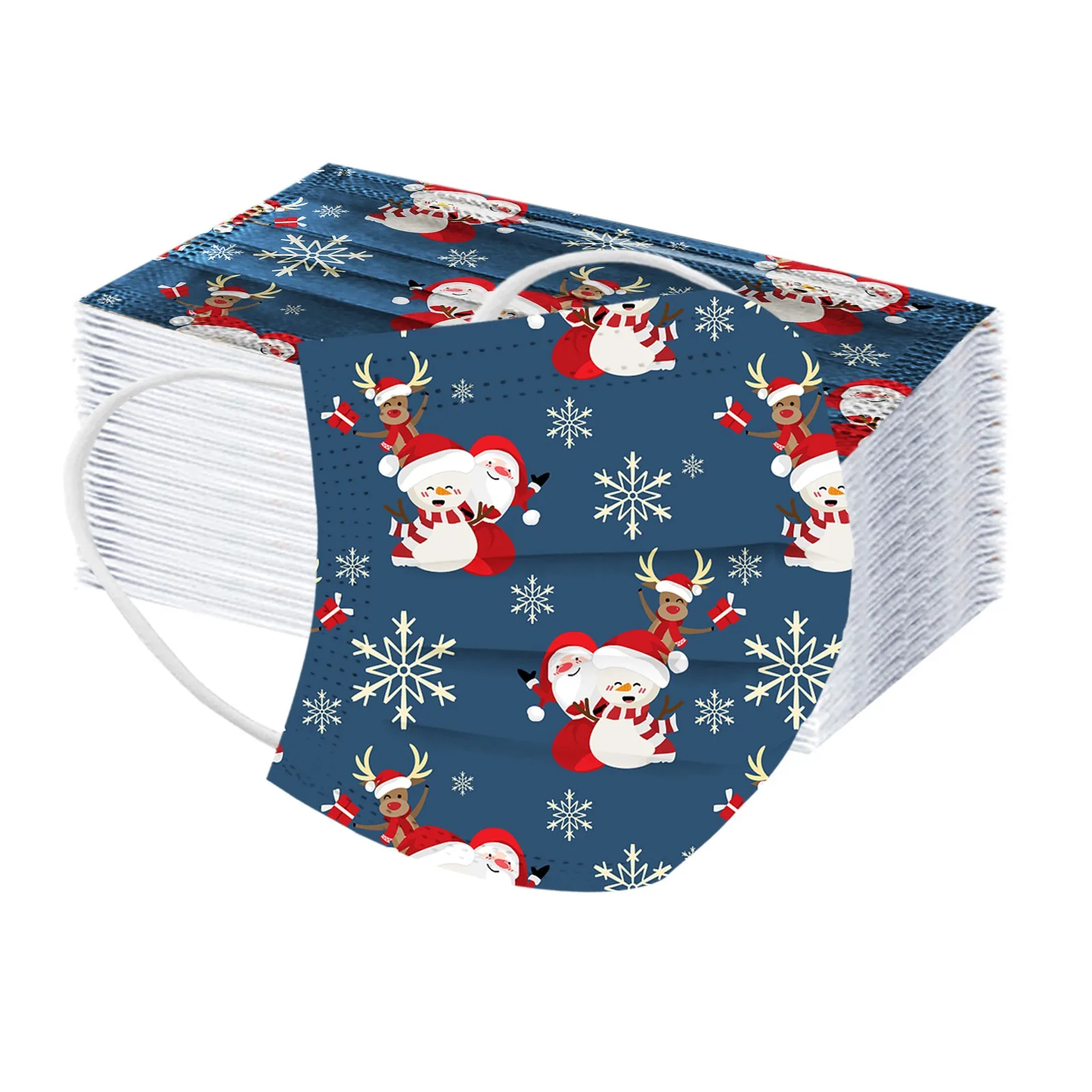 

50pcs Children Mask Mascarilla Kids Disposable Christmas Snowman Face Mask Christmas New Designs 3-ply Facial Masks Masque