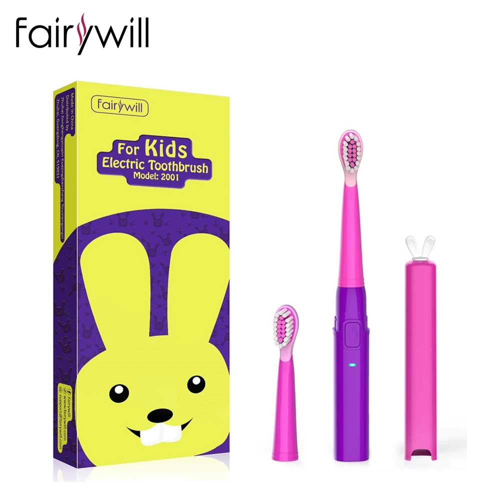 

Fairywill Kids 2001 Sonic Electric Toothbrush 3 Modes 4 Hours Charge 2 Heads And Rechargeable Soft Tongue Cleaner Smart Timer