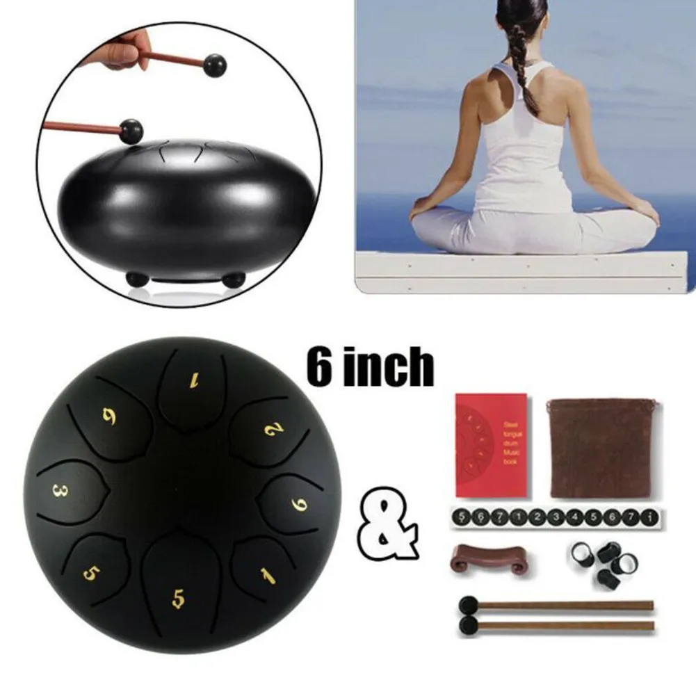 

Lotus Model Steel Tongue Drum 6 Inch 8-tone D Major Ethereal Notes Percussion Instrument Buddha-like Sound With Drum Mallets Bag