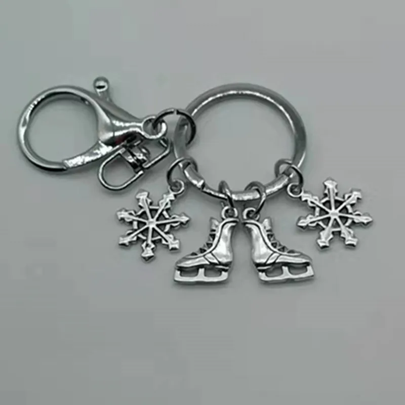Новинка модный брелок для ключей в виде коньков снежинок кольцо ролика ювелирное
