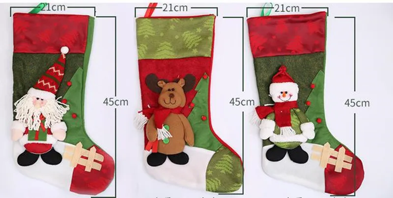 Рождественский чулок Санта мешки конфеты драги яблоко подарочные сумки