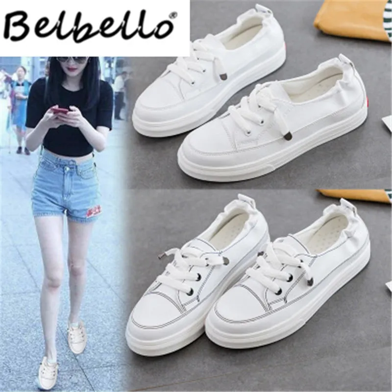 Белые женские туфли Belbello с открытым носком новинка ленивые Летние повседневные