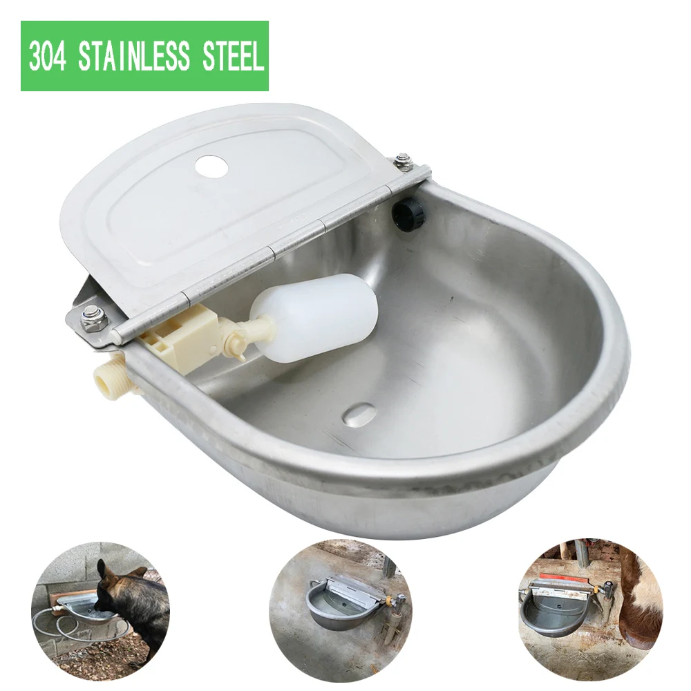 

4L 304 Stainless Steel Water Trough Horses Goats Sheep Pig Float Bowl Automatic Waterer Dog Drinking Bowl Cattle Tool Bull Acces