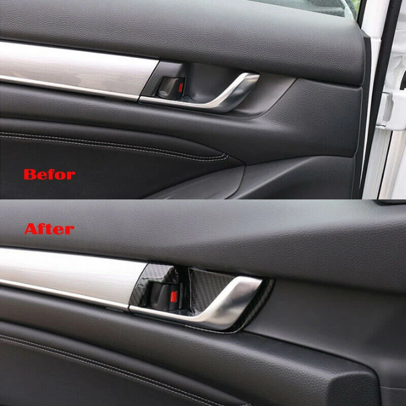 Carbon Fiber Internal Door Handle Bowl Cover Trim for Honda Accord 2018 2019 Car Accessories | Автомобили и мотоциклы
