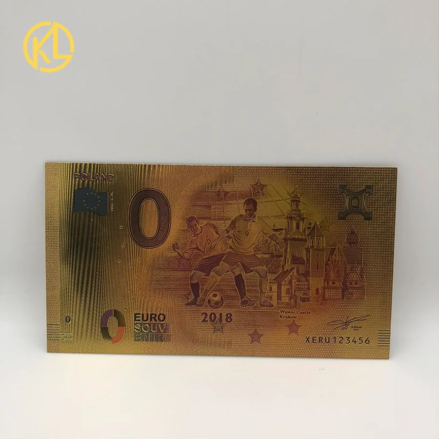 0 Euro Горячее предложение, 1 шт., неизданный выпуск 1994 года, польская валюта, спроектированная цветная 24K позолоченная банкнота 500 злотых для банка, сувенирные подарки - Цвет: 0 Euro