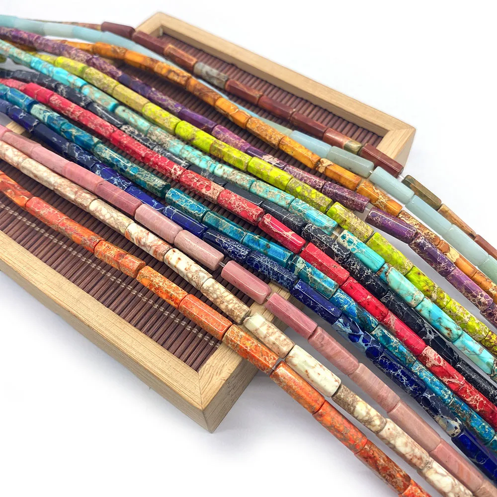 

Natural Stone Beads Emperor Turquoise Cylindrical Faceted Sapphire Exquisite Charm Necklace Jewelry Crafts Wholesale 5x13mm