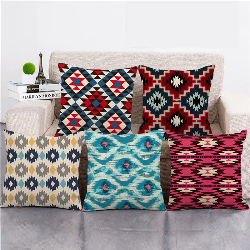 Наволочка Navajo Западная ацтекская квадратная Геометрическая наволочка для