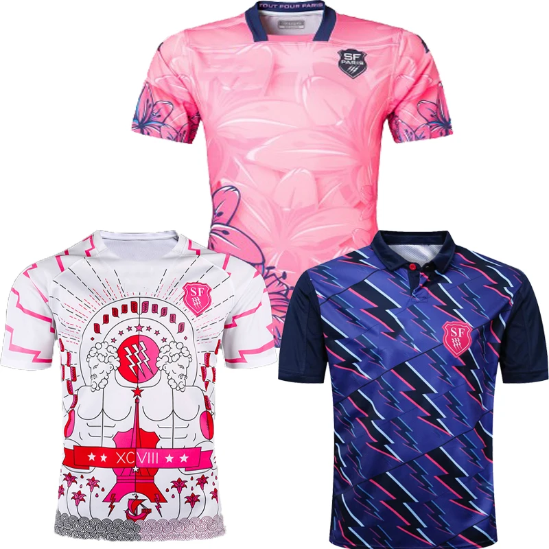 

2021 SF Paris Rugby POLOS Retro Sportswear MEN'S JERSEY Tops Sport Shirt Size S-5XL