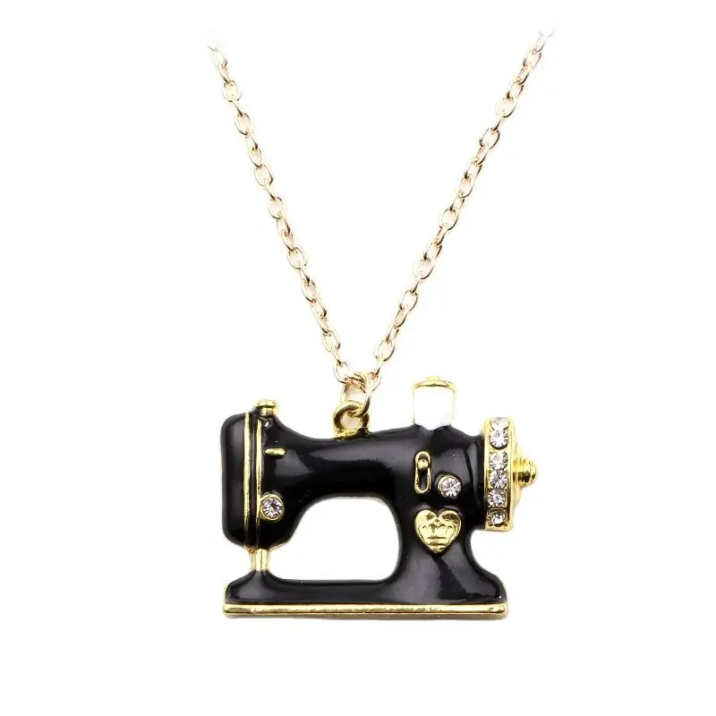 Черная эмалированная швейная машина чокер ожерелье и подвески для мужчин женщин
