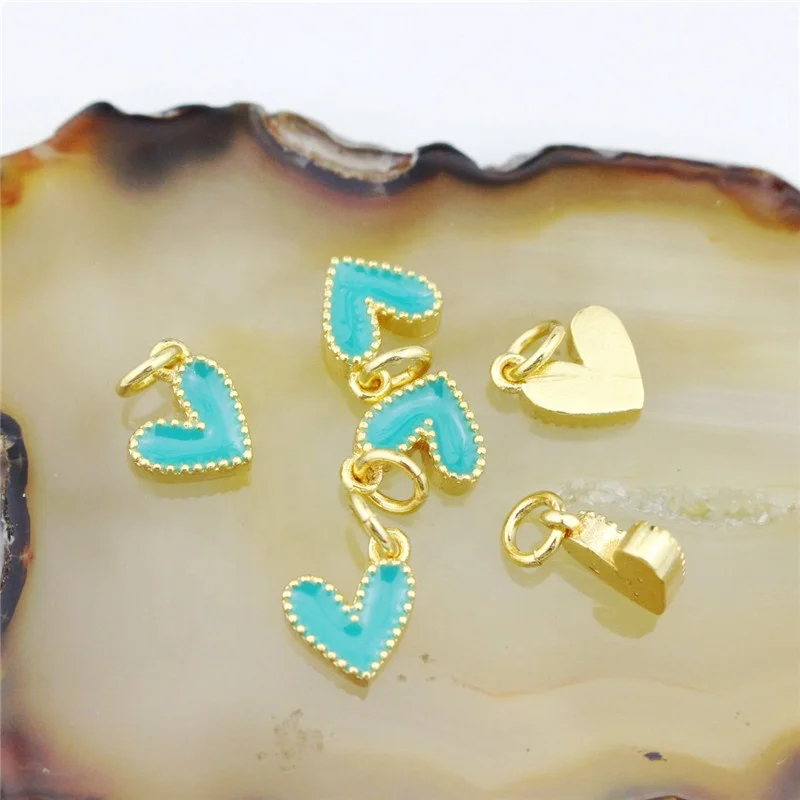 Модные эмалевые Ювелирные изделия 7 мм 30 шт./лот изысканный кулон с синим сердцем