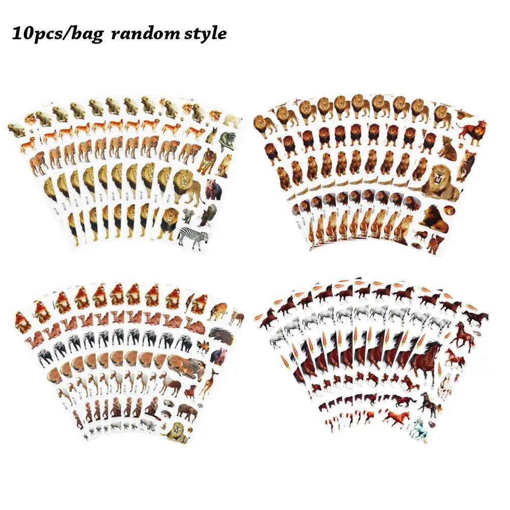 

10 Sheets/set Wildlife Wild Animals Scrapbooking Bubble Kids Toys Kawaii Tigers Reward Lions stickers Puffy Stickers B8I6
