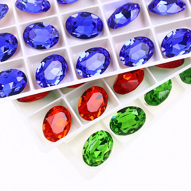 3D овальная форма стеклянный Хрустальный Стразы заостренный стразы аппликация