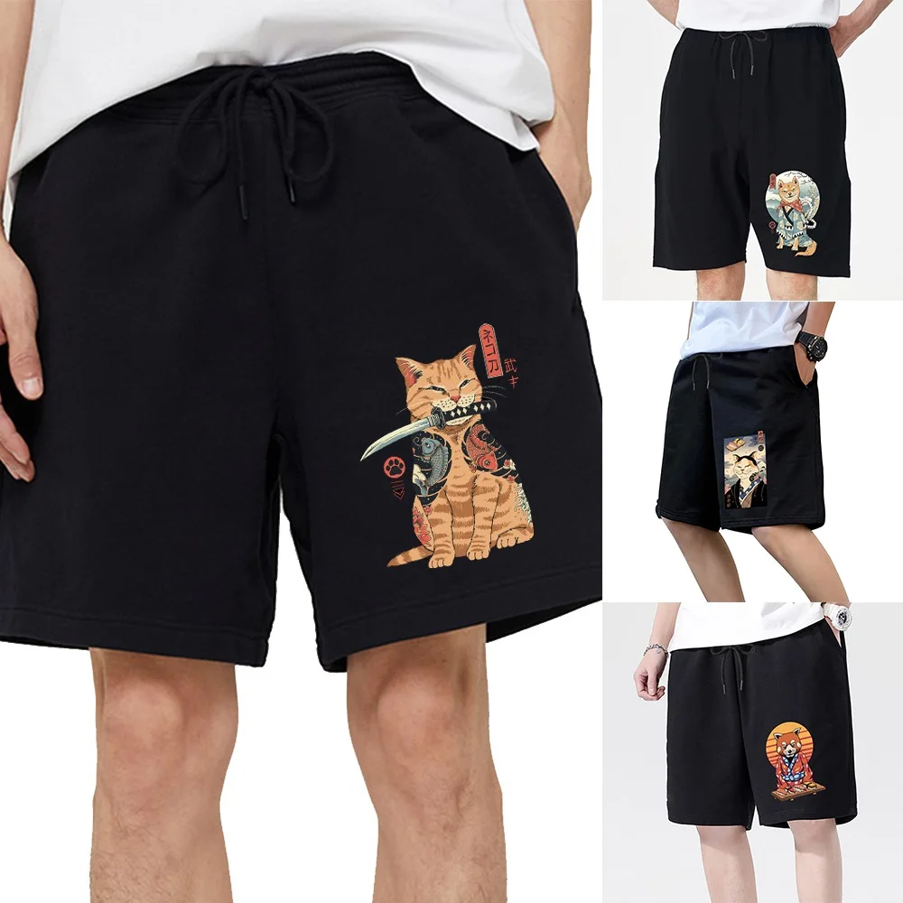 

Summer Fashion Japan Cat Print Hip Hop Loose Drawstring Casual Fitness Shorts Comfortable Beach Boardshorts Printed Clothing