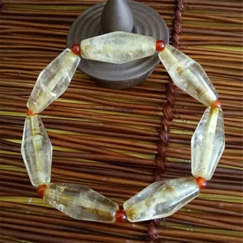 

Vintage old crystal Passepartout bracelet couple crystal bracelet with small red agate beads handmade fashion wild crystal trans