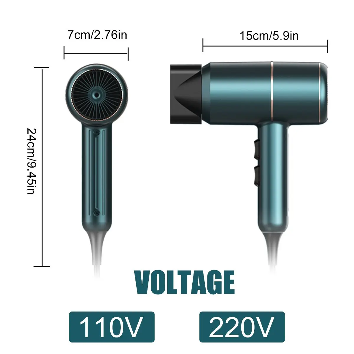 

Negative Ion Hair Dryer High Speed Professional Blow Dryer Aluminum Alloy Powerful Electric Hair Dryer for Household Travel Tool