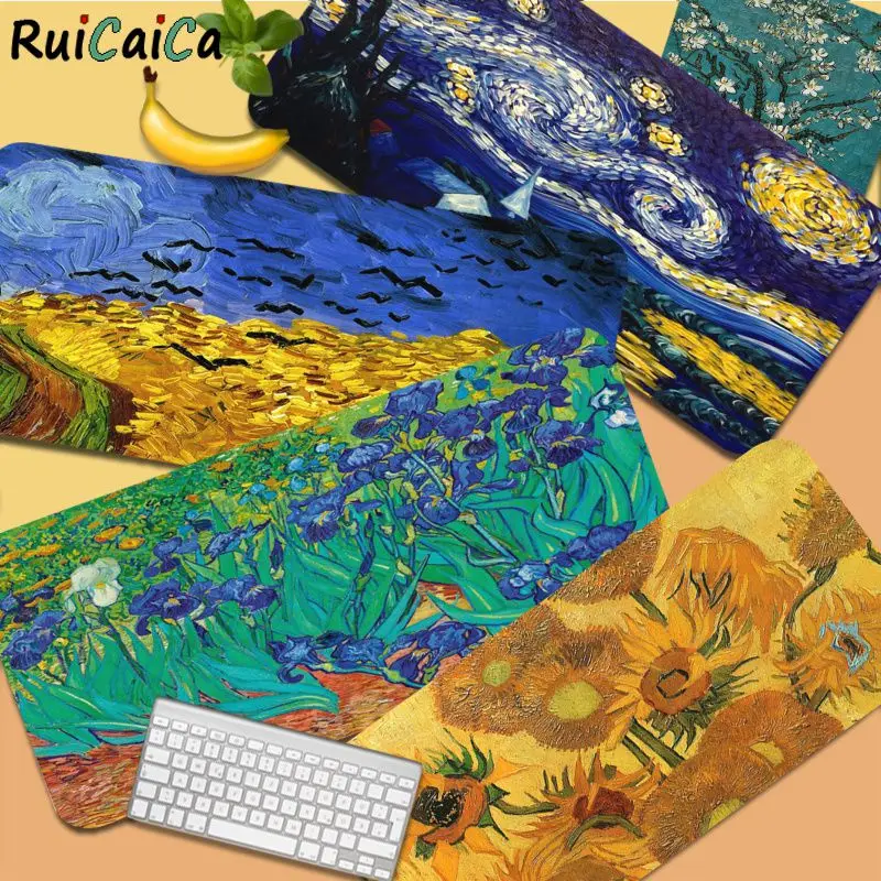 

RuiCaiCa Van Gogh Oil Painting Large sizes Mouse pad mat Size for Office Long Table Mat Kawaii Desk for Teen Girls for Bedroom
