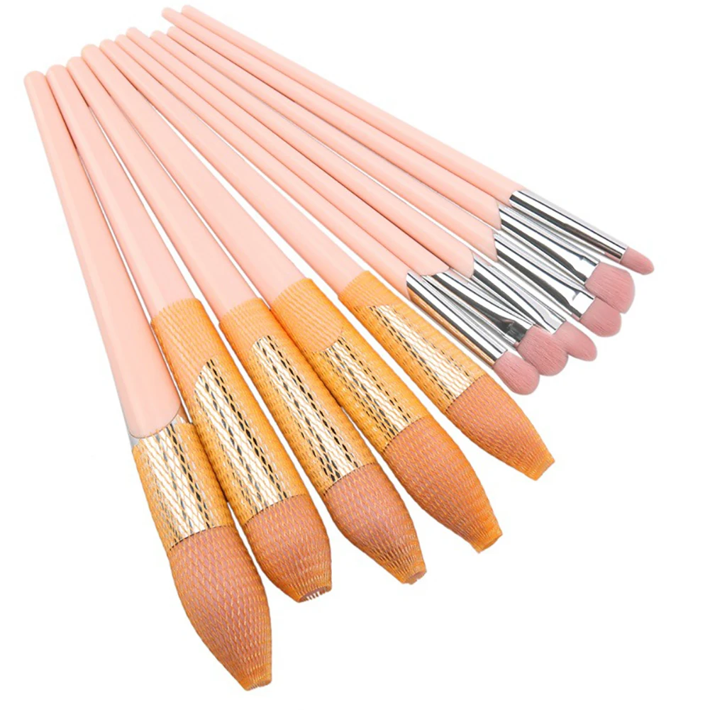 New oblique tube makeup brush set 7 10 pieces 11 powder silver portable tools | Красота и здоровье