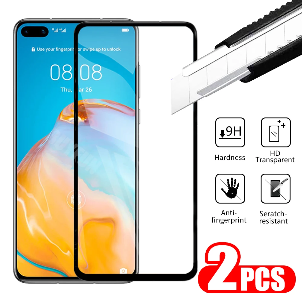 

2pcs Tempered Glass For Huawei P40 Lite 5g 2020 P40 p40 Lite e Screen Protection on for Huawei P30 P30 Lite Safety Glass