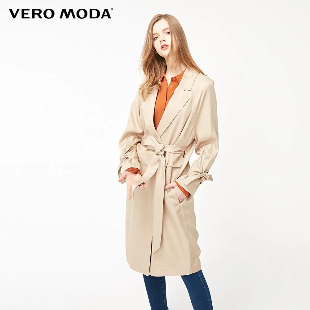 Женское пальто на шнуровке со скрытыми пуговицами Vero Moda Тренч с лацканами |