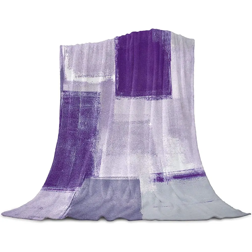 

TocaHome Plush Fuzzy Fleece Lightweight Throw Blanket Purple Oil Painting Splicing Art Soft Color Design Artwork Super Blankets