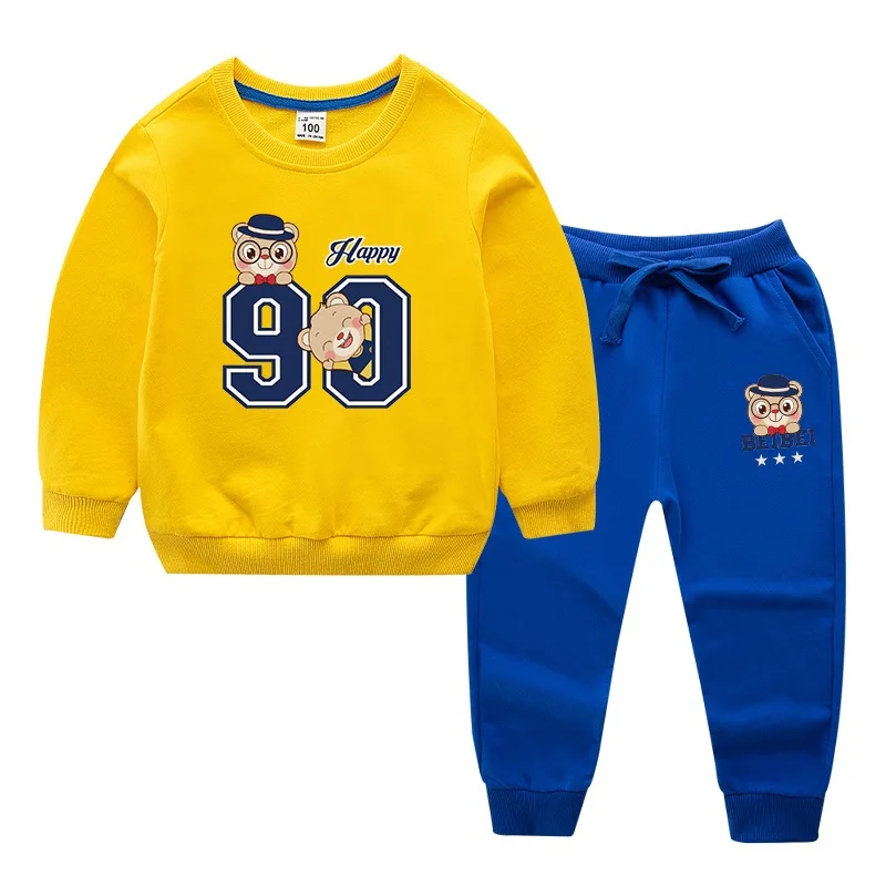 Yellow-Blue Детский костюм новая детская одежда из хлопка Детский костюм на весну и осень одежда для маленьких мальчиков и девочек - Цвет: Yellow-Blue