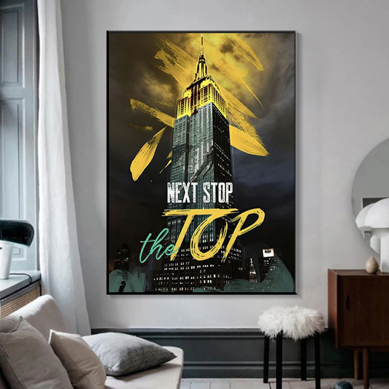 

Skyscraper night building picture canvas wall art print painting modular panel cool home decor modern bedside background poster