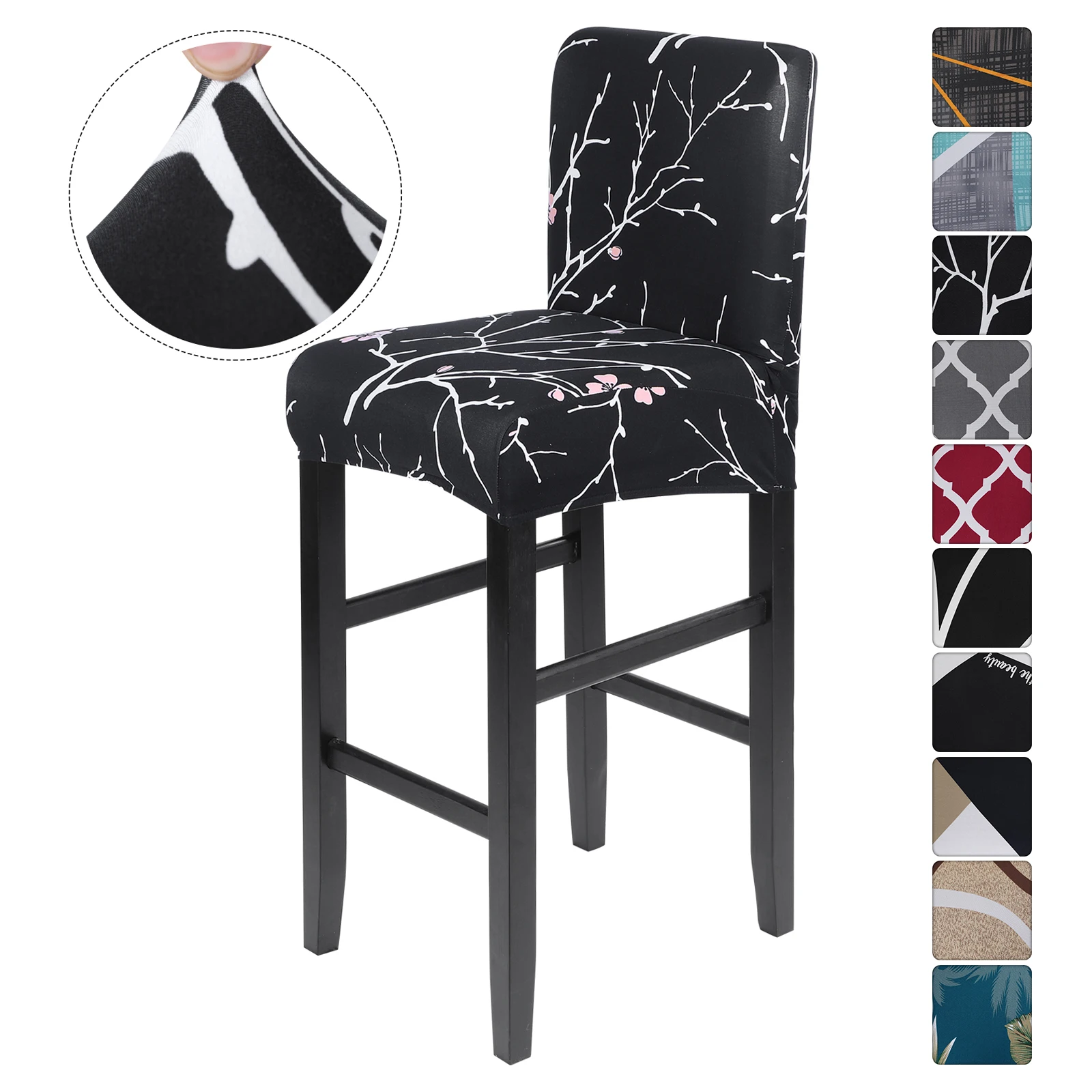 

Bar Stool Chair Cover Removable Stretch Stripe Pattern Washable Jacquard Cushion Covers For Hotel Home Banquet Decorative Modern