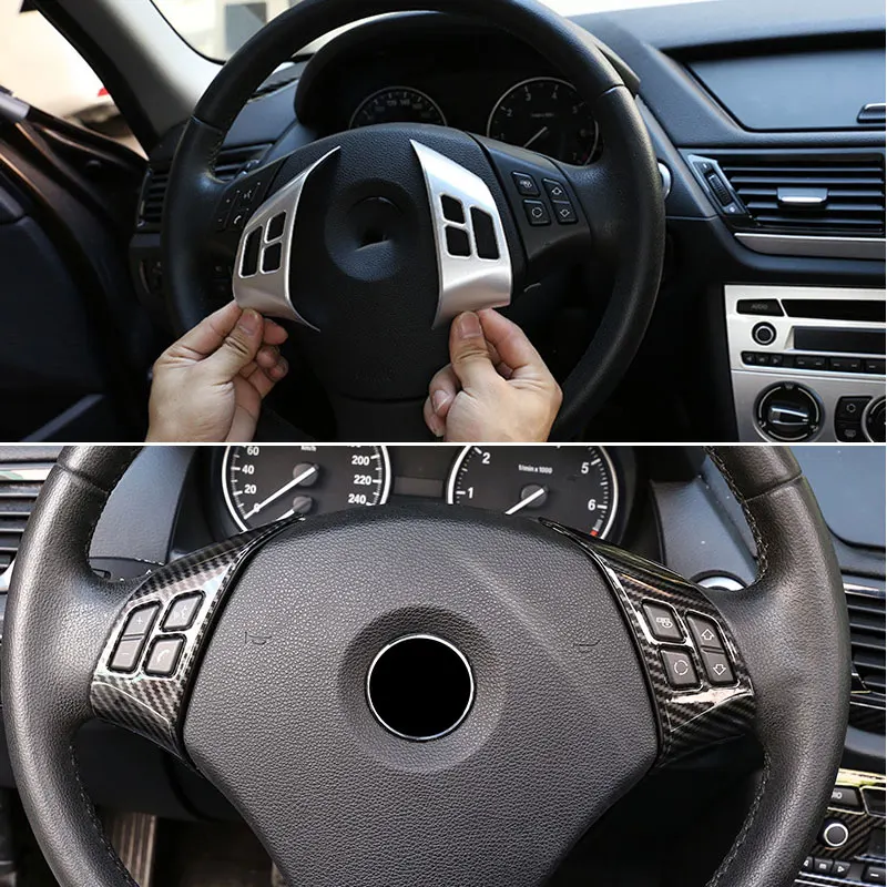 

Стильная наклейка из углеродного волокна для рулевого колеса, кнопки переключателя, рамка для BMW X1 E84 2010 2011 2012 2013 для 3 серии E90