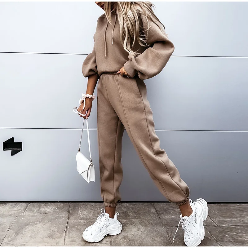 Спортивный костюм женский из двух предметов флисовая толстовка с капюшоном и