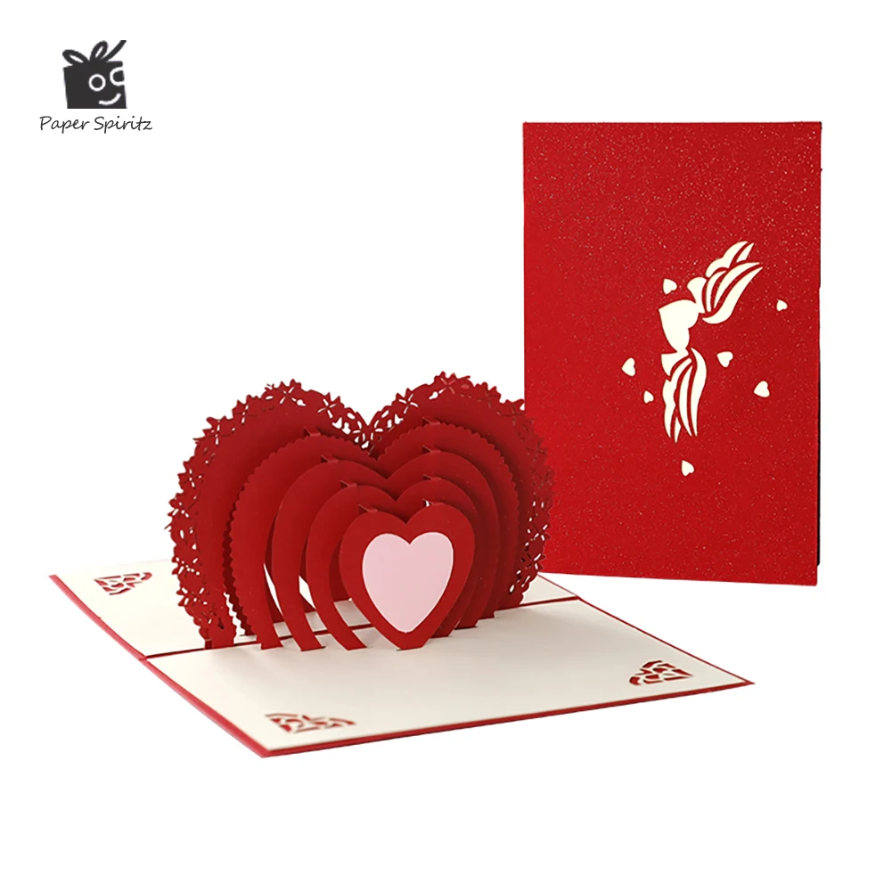 

3D открытка для влюбленных для жены и девушки, подарок на день Святого Валентина, годовщину, Свадебное приглашение, поздравительные открытки