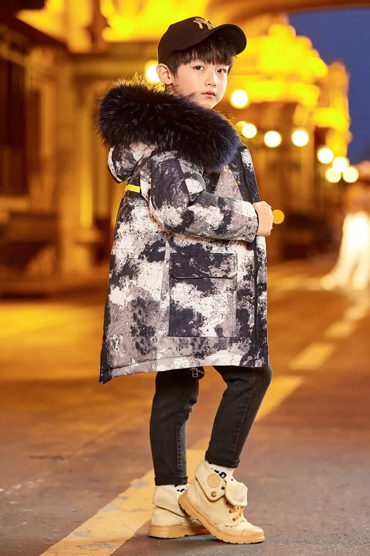 Зимние детские пуховики камуфляжный стиль для мальчиков парка подростков с