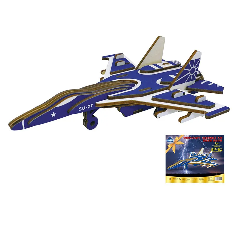 DIY деревянная Сборная модель самолета строительные блоки вертолет истребитель F16