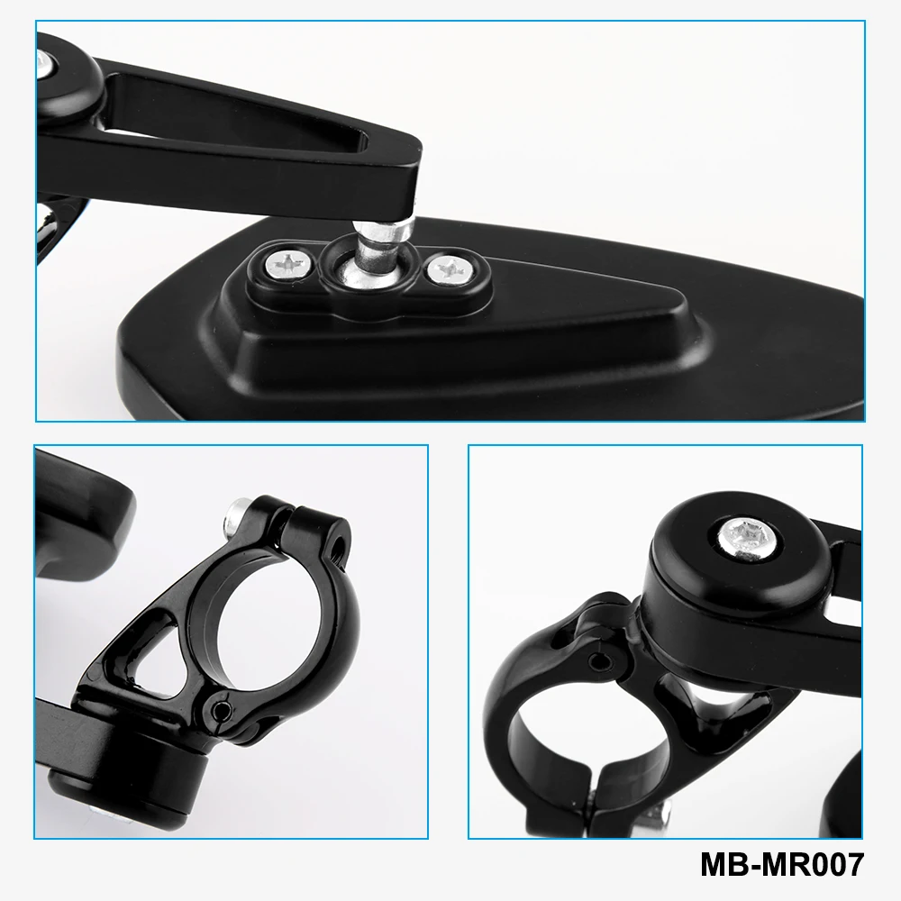 Зеркало заднего вида мотоциклетное черное 7/8 дюйма 22 мм 1 пара|Боковые зеркала и